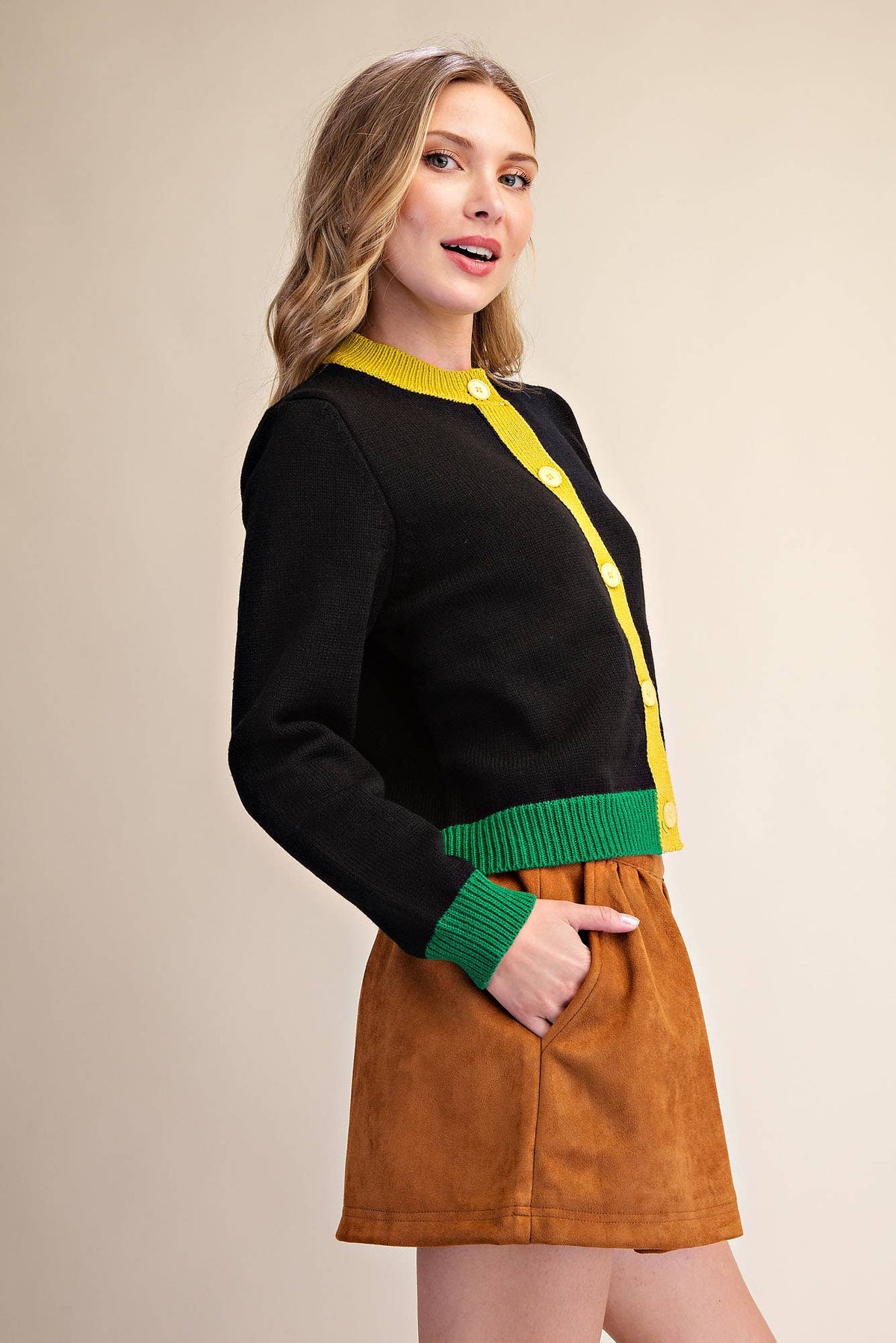 Color Combo Sweater Cardigan