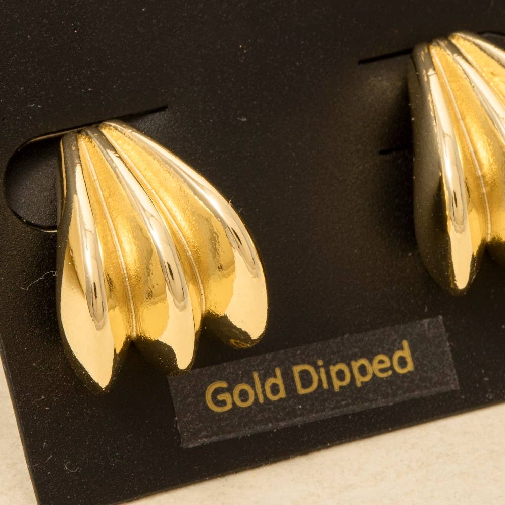 Gold Dipped Layered Triangular Hoop Earrings