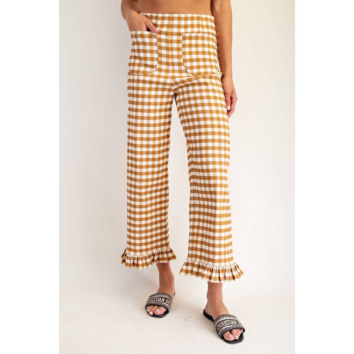 Gingham Straight Leg Pants