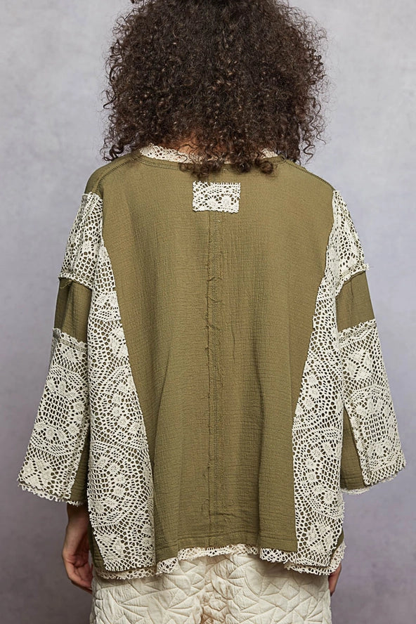USA Oversized Gauzy Lace Top by POL