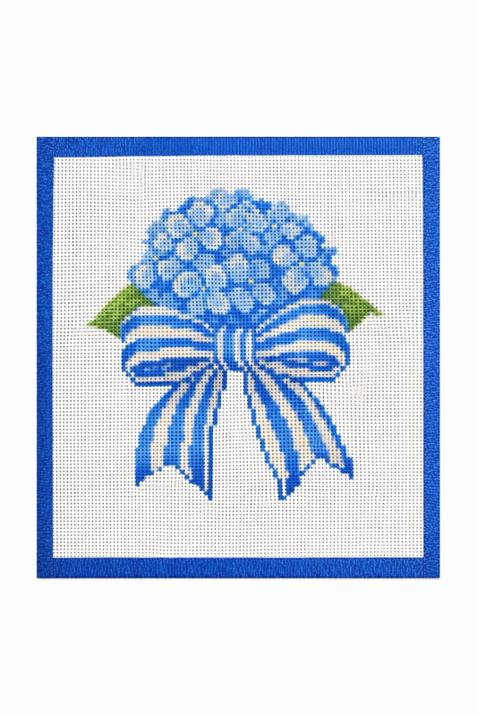 Grand Millennial Hydrangea with Bow Printed Needlepoint Canvas