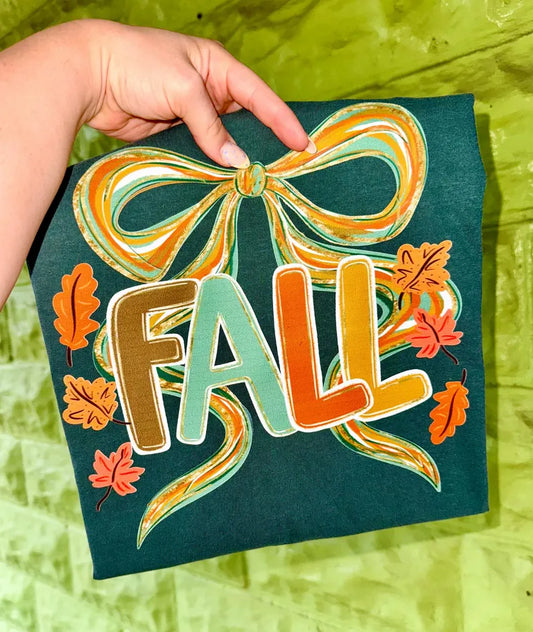 Fall Bow Comfort Color Front Print Tee