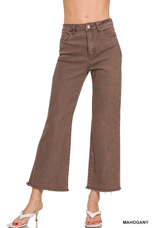 Acid Wash Fray Hem Bootcut Jean