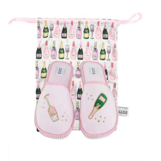 Champagne Foldable Slippers with Pouch